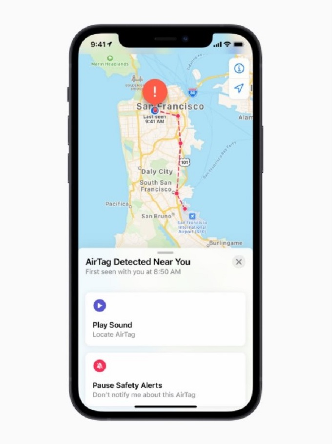 iPhone sẽ thông báo nếu có AirTag lạ ở gần